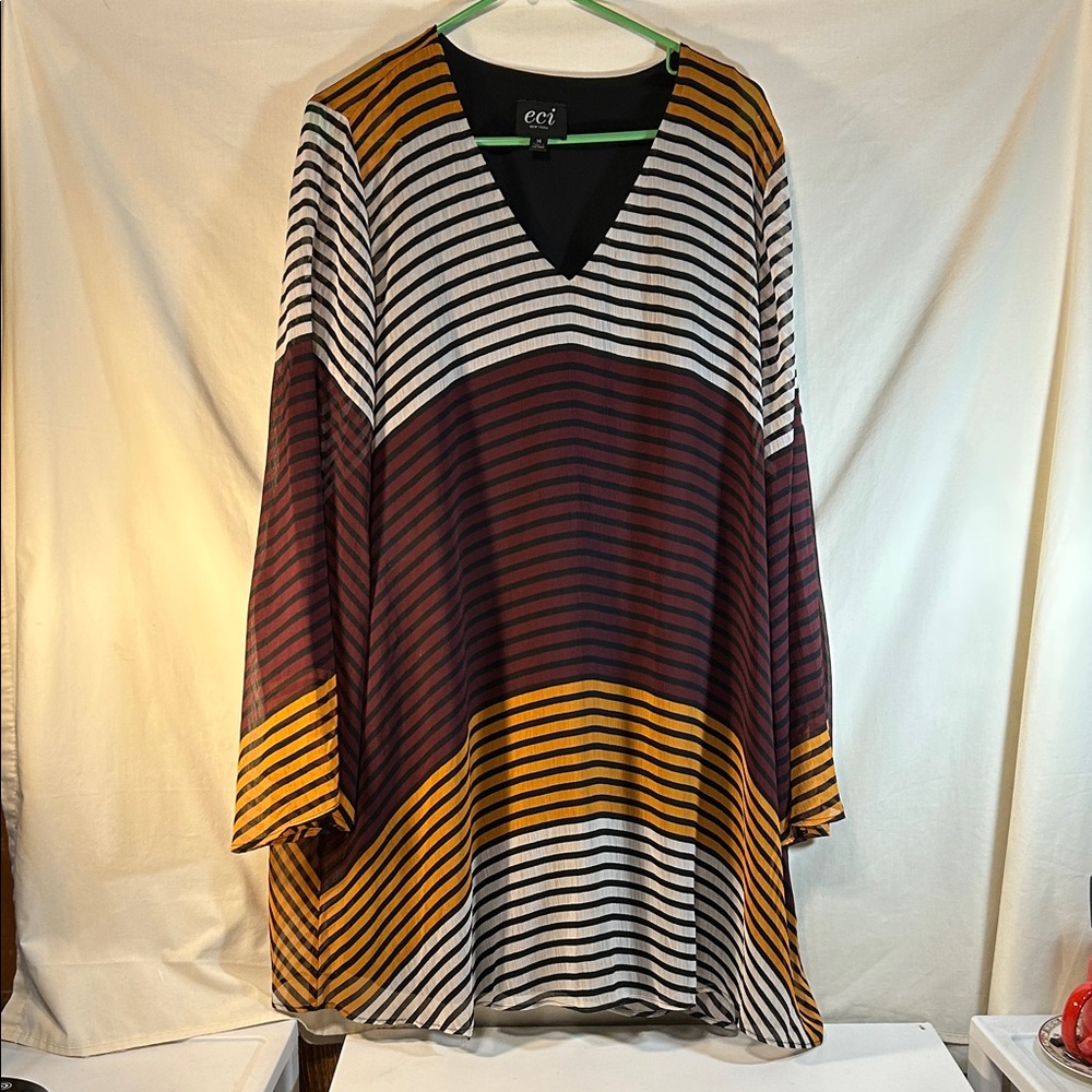 ECI Multicolor Striped V-Neck Top